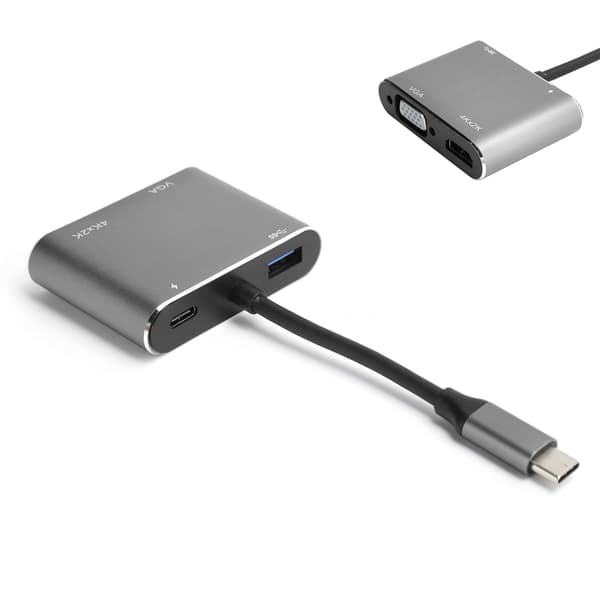 USB C til HDMI VGA USB 3.0 Dockingstasjon 4 i 1 Konverter 4K