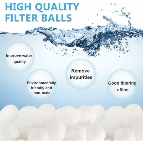 Poolfilterkulor 200 g, återanvändbara filterkulor, filtreringskulor (vita)