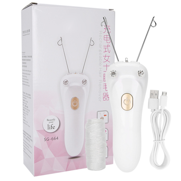 Elektrisk tråd-epilator hårfjerner USB-lading bomullstråd-epilator (vert bomullstråd USB-kabel) (gull)