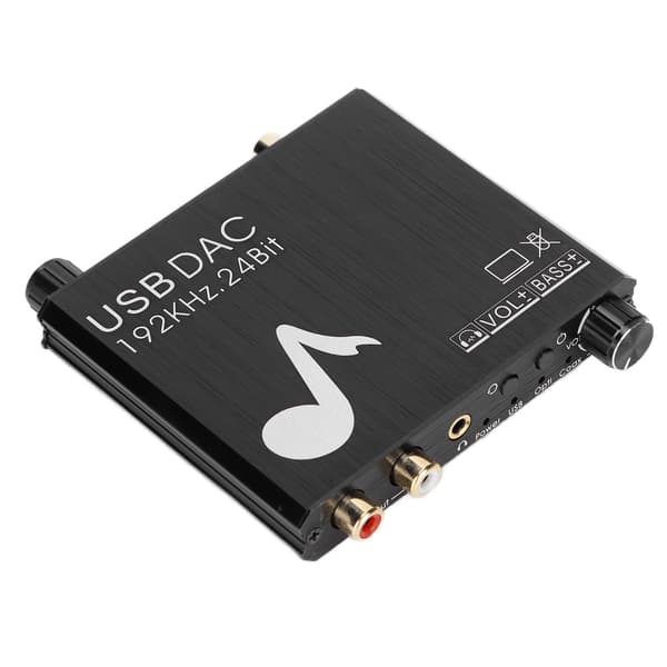 24 Bit 192kHz Digital til Analog Audio Konverter Stereo RCA Adapter med Volume Bas Kontrol