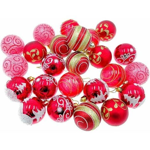 Christmas Ball Baubles, 2.36" Shatterproof Glitter Powder Paint Hanging Baubles Pendant for Christmas Tree Decoration(24