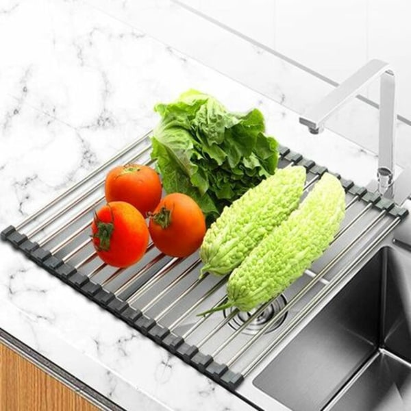 Kitchen Dish Drainer, Foldable Dish Drainer, Stainless Steel Kitchen Dish Drainer, Countertop Dish Drainer for Sink, Dis