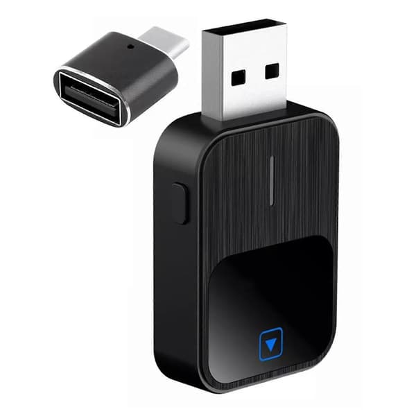 2-i-1 Apple CarPlay og Android Auto trådløs adapter - 2025 oppgradert mini-dongle med USB-C, Plug & Play Black