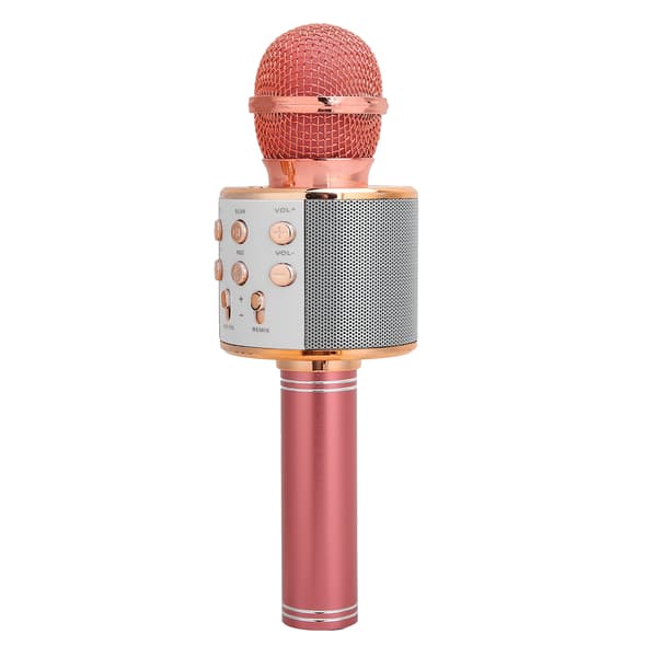 Trådløs Bluetooth håndholdt mikrofonhøjttaler med multifunktionstaster til KTV rosaguld