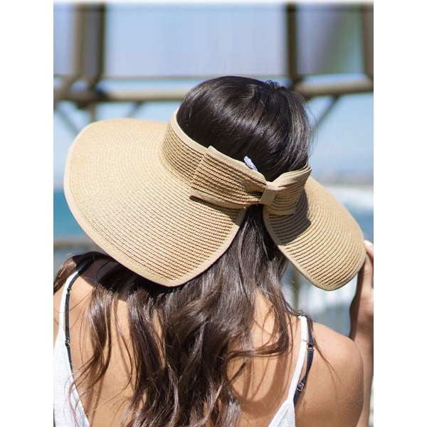 Women's UPF 50+ Wide Brim Straw Sun Hat