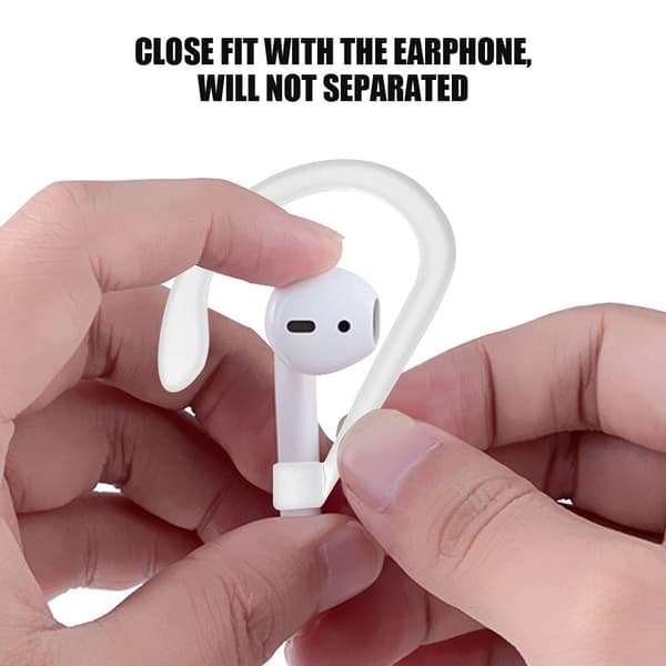 Øretelefonholder til AirPods Bluetooth Headset - Silikone Ørekrogklemme til Sport (Hvid)