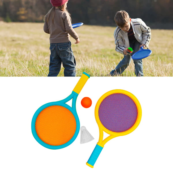 Holdbart og skridsikkert badmintonsæt til børn - Blå/Gul