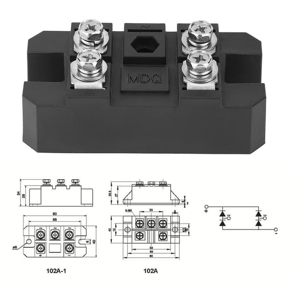 MDQ 100A 1600V Enkeltfaset Diode Bro Ensretter Modul Høj Strøm