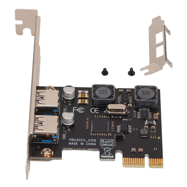 PCIE til USB 3.0 Udvidelseskort 2 Port Høj Effekt Induktor Lukket Interface