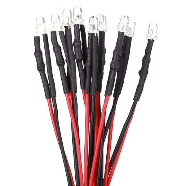 12V Lilla LED Lysdiode 3mm Rundt Hode med Ledningssett