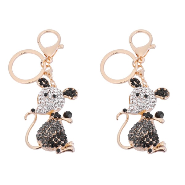 2st Mushänge Nyckelring Kreativa nyckelringar Hängande prydnad Metallnyckelring Råttdesign Nyckelhållare Presentpåse hänge (svart 2)