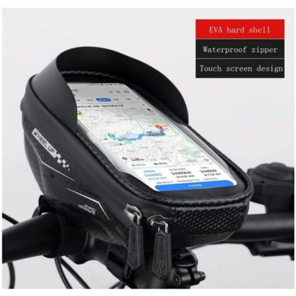 Cykeltaske Hard Shell Styrtaske Touch Screen Mobiltelefontaske Vandtæt taske Mountainbiketaske (sort) -