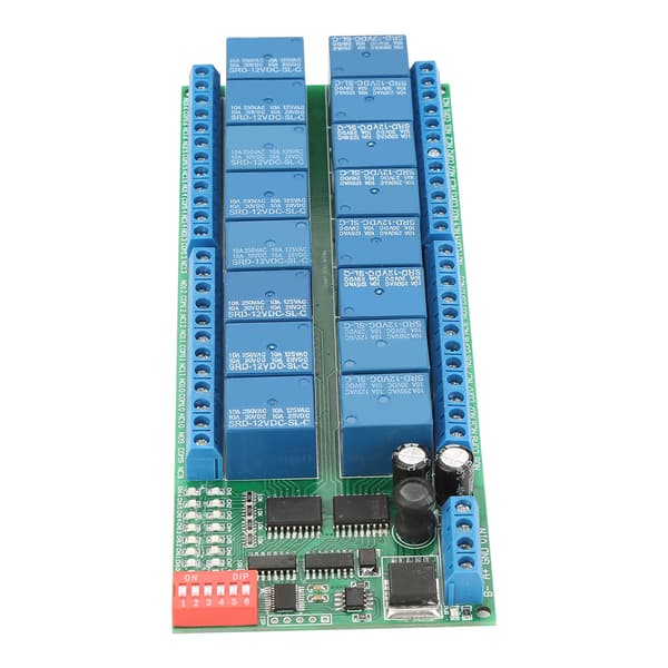 16-kanals MODBUS RTU RS485 Relæmodul Board DC 12V PLC Controller Seriel Port Switch
