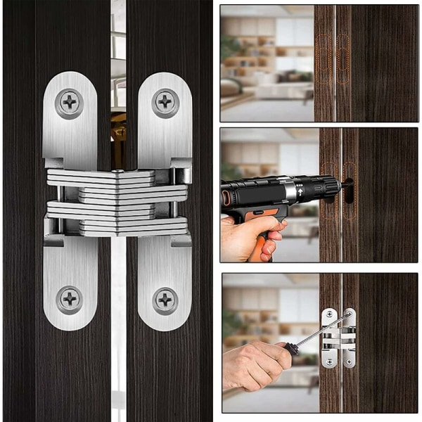 No.1 cross hinge 4pcs 13*45 invisible thickened hinge adjustable cross hinge wooden and stainless steel folding door，For