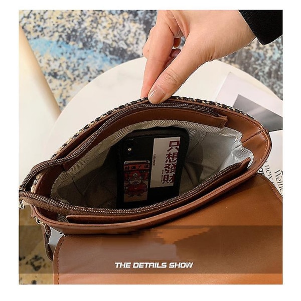 Tredobbelt håndtaske til kvinder - A-cross body taske i ægte læder med 8 lommer - Enkelt justerbar skulderrem - Håndtasker A916-537 Black