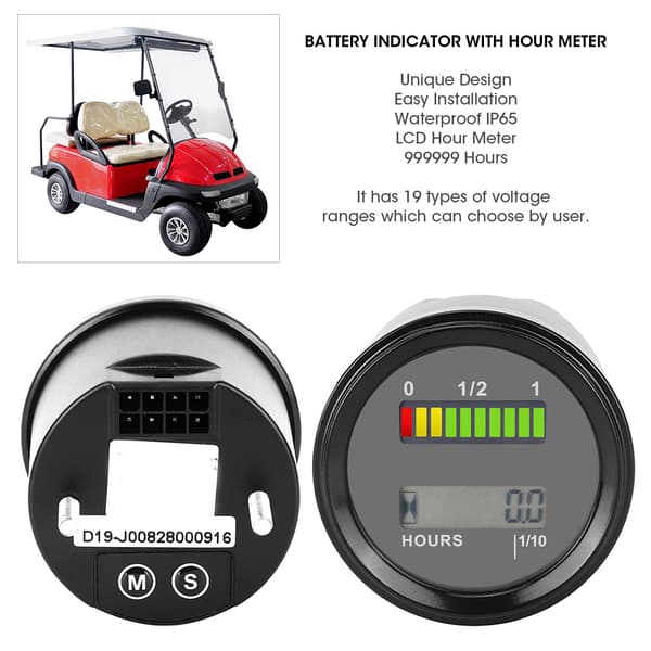 DC12-48V LCD LED Digital Batteriindikator Motor Timer til Golfvogn Gaffeltruck