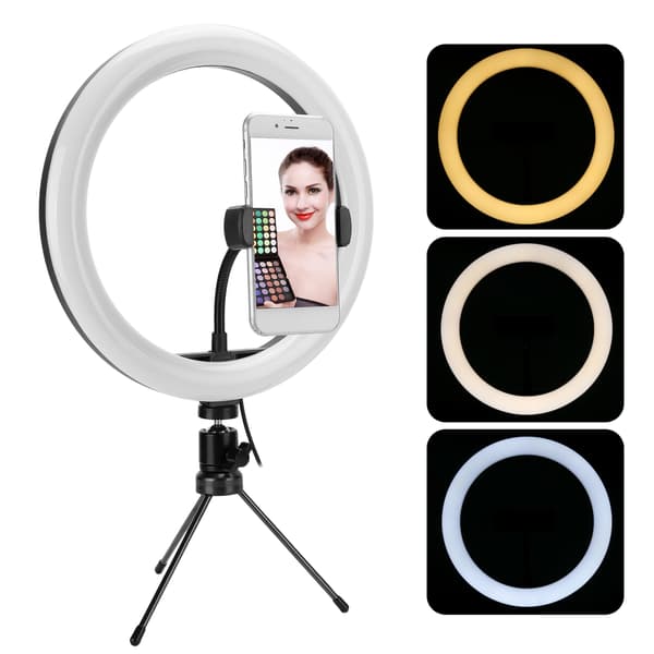 10 tommer USB LED Ring Light til skrivebord med stativ til livestreaming