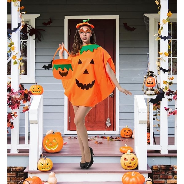 Halloween græskarkostume til kvinder (1 sæt, orange)