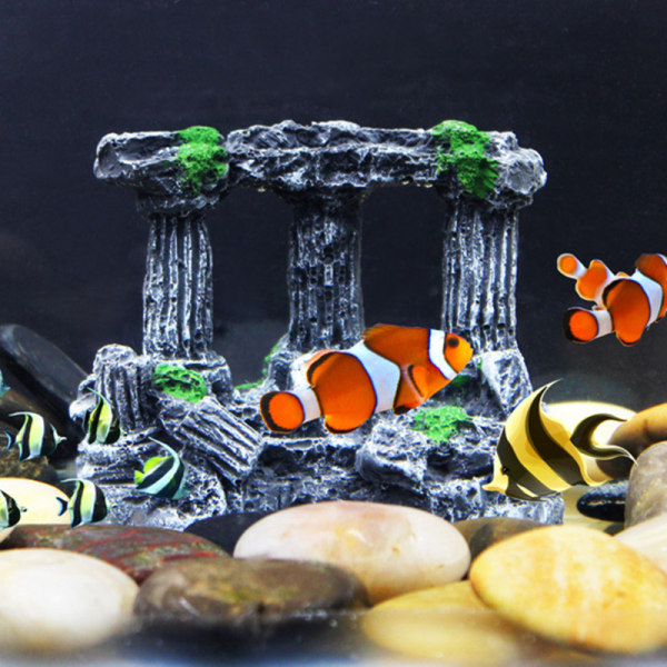 Resin Aquarium Artificial Ancient Ruins -sarja (kaksinkertaiset roomalaiset pylväät, 9 * 4 * 8 cm),