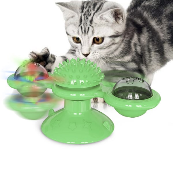 Funny Cat Stick Cat Toy, Funny Windmill Kitty Balance Car Cat Pole, Funny Feather Cat Legetøj (som bliver Windmill Green)