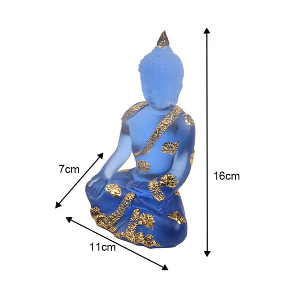 Transparent Mini Sittende Buddha Statue Harpiks Ornament Dekorasjon