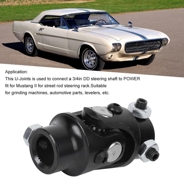 Styretøjsaksel U-led 3/4-36 Spline X 3/4in DD til slibemaskiner Nivelleringsmaskiner Passer til Mustang (Sort)