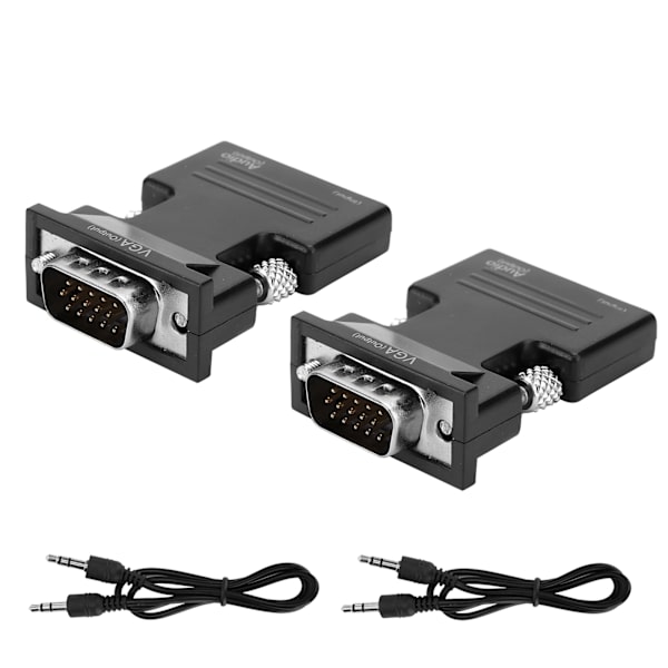 2 stk. HDMI til VGA-konverter 1080P videoadapterkabel for datamaskin