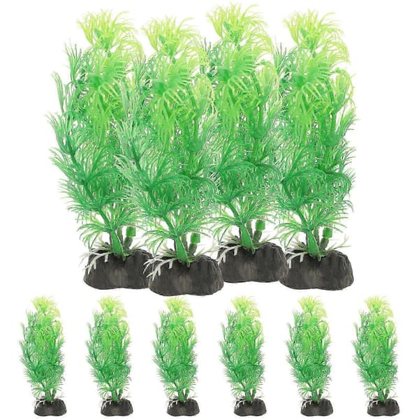Home Aquarium Artificial Grass Plant Aquarium Accessories, Green, 10x3cm, 10 Pieces Per Pack
