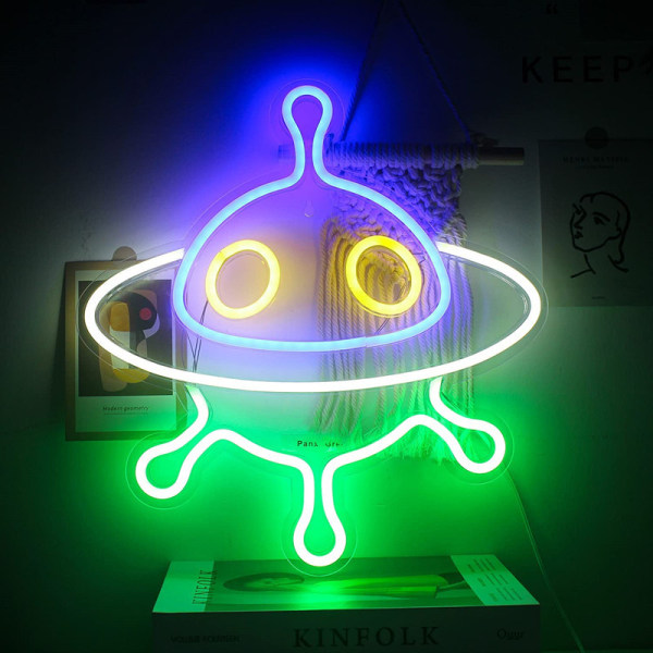 LED neon akryl panel backboard rymdskepp UFO universum serien dekoration nattljus ins,