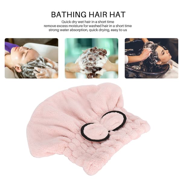 Badehætte Sløjfe Dekoration Badeværelseshatte Hurtigtørrende Kvinder Piger Dame Badehårshat Pink