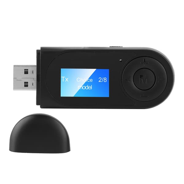 Bluetooth 5.0 Lydadapter Trådløs Sender Mottaker LCD-Skjerm Bil PC Høyttaler 3.5mm