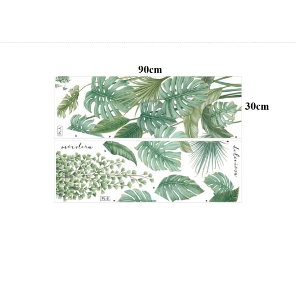 Väggklistermärken 2 väggklistermärken tropiska växter små heminredningsklistermärken färska monstera tapeter
