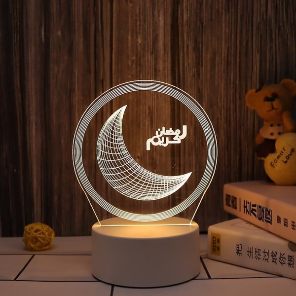 Muslimska Ramadan Festival Dekoration Tillbehör 3d Nattljus Ornament Eid Mubarak Dekorativ Lampa Barn Gåvor Sovrum Decornight light-6