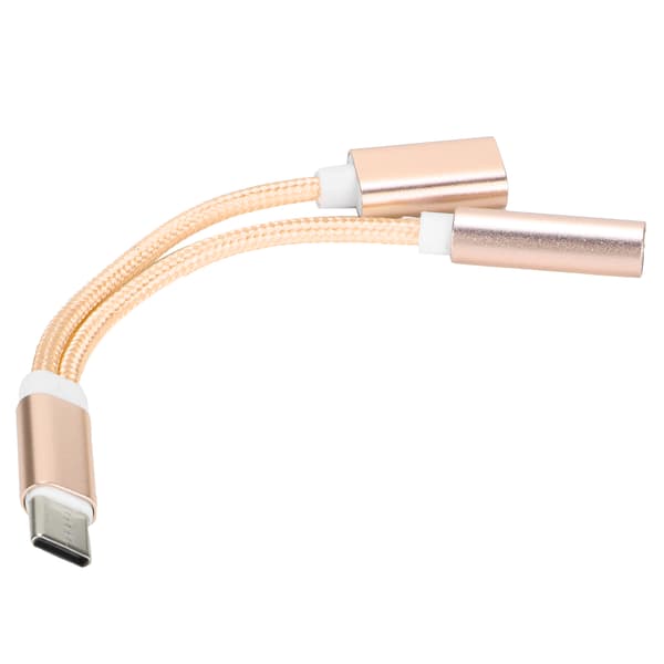 Type C til 3,5 mm Audio Oplader Adapter 2 i 1 Konverter til Xiaomi Huawei Guld