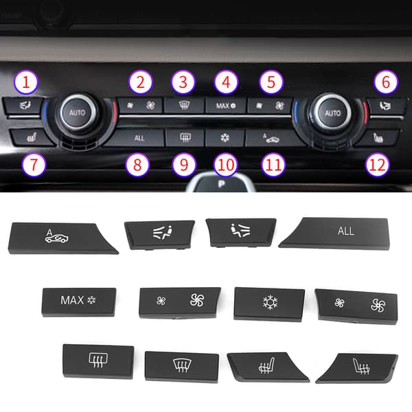 12 stk. erstatningsknapper for klimaanlegg kompatible med BMW 5-serie 2010-2017