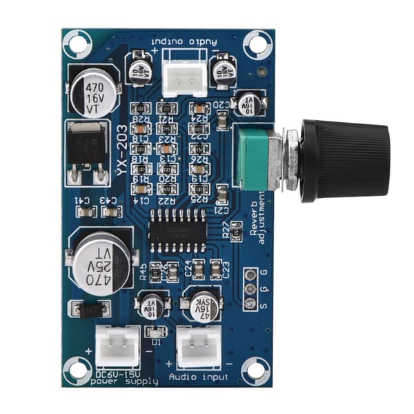 Mikrofon Rumklangsplade Audio Effektforstærkerkort Enkeltkanal DC6-15V