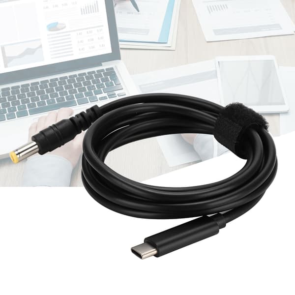 90W 19V 20V Type C Han til 5.5mm x 2.5mm Han Lige Hoved Adapterkabel med PD Chip