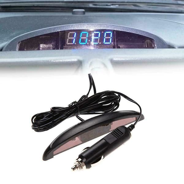 12V Digital LED Bilklokke Voltmeter Termometer Alarm