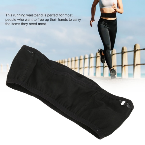 Utendørs sportsbelte løpebelte pustende mesh elastisk løpebag for menn og kvinner svart