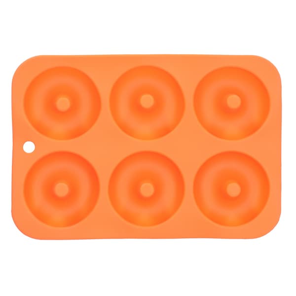 6 Rums Silikone Donutform Non-stick Rund Chokoladekage Bageplade Orange