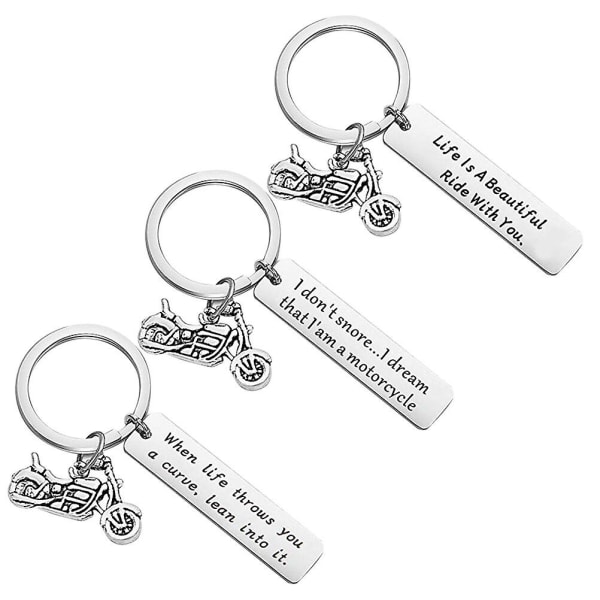 3 Stk Rustfrit Stål Vedhæng Charm Nøglering Motorcykel Decor Pendent Nøglering