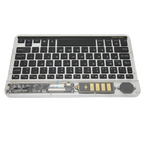 10 tommer Transparent Trådløst Bluetooth Tastatur Multi Enhed Baggrundsbelyst Ultratyndt til Bærbare Computere Telefoner Sort