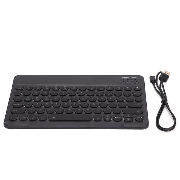 Trådløst rundt tastehætte 10in baggrundsbelyst børstet tastatur til Android Windows iOS Sort