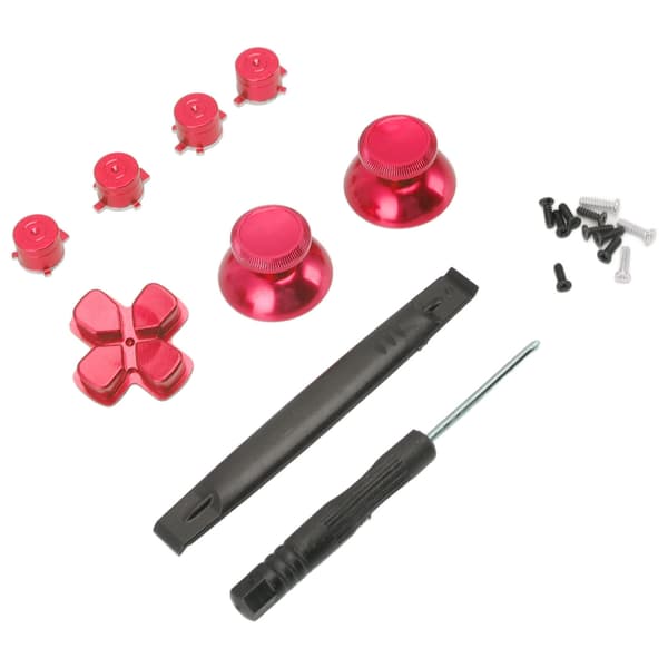 Knapper Erstatningssett Aluminiumlegering Dpad-knapper for PS5-kontrollertilbehør Rød