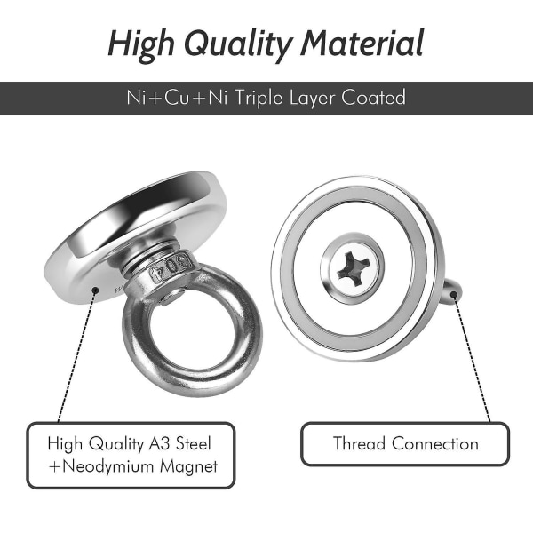 Piao Kraftig Neodymium Magnet Diameter 48mm Tykkelse 12mm 75kg Trækkraft Pot Clamping Recovery Magnet