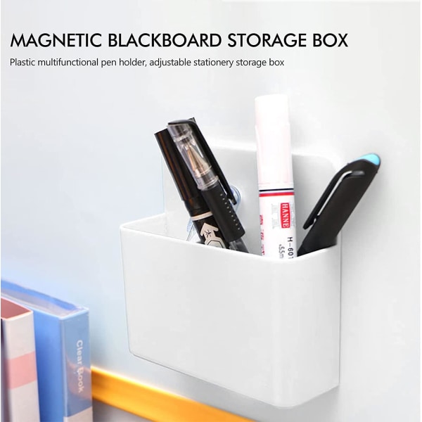 2 kpl magneettinen säilytyslaatikko, magneettinen kynäpidike Magneettinen valkotaulu kynäteline, jossa on lokerot jääkaapille, taululle, lokerolle (valkoinen)