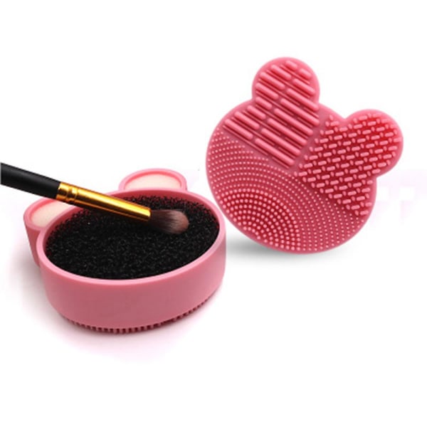Pakke med 2 børsterenser 2 i 1 silikone kosmetisk makeupbørste til rengøringsmåtte til børsterenser Til hurtigt farveskift Pink
