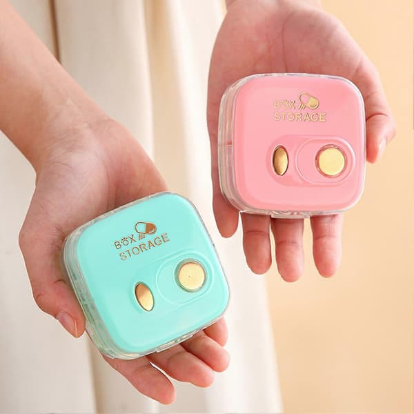 8-Compartment Travel Pill Box - Waterproof Medicine Organizer Red