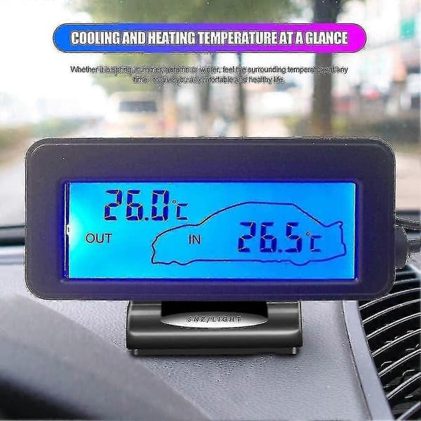 Bil Interiør Og Eksteriør Termometer Dc12v Digitalt Termometer Biltermometer Bakgrunnsbelyst Mini Lcd The-Yvan