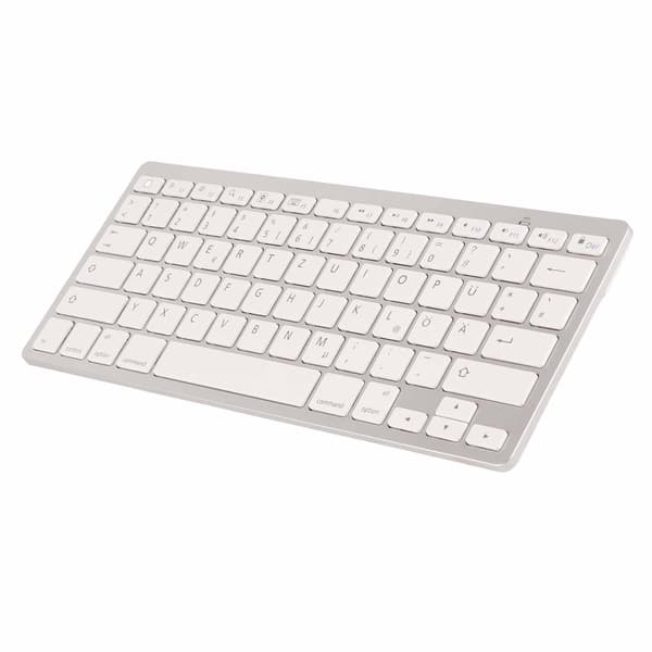 Trådløst Bluetooth-tastatur, bærbart, slankt, lydløst, universelt, tysk layout til iOS Android Windows